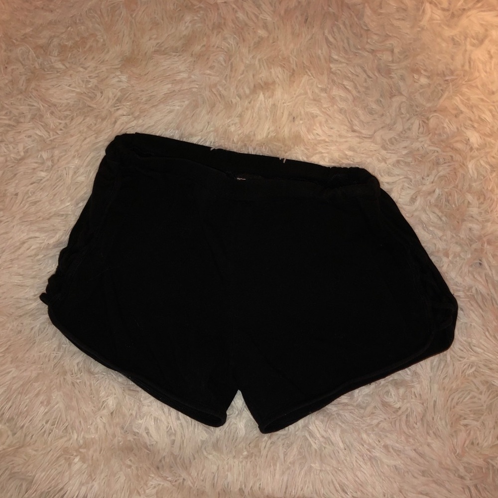 Black Booty Shorts With Side Criss Criss Detail